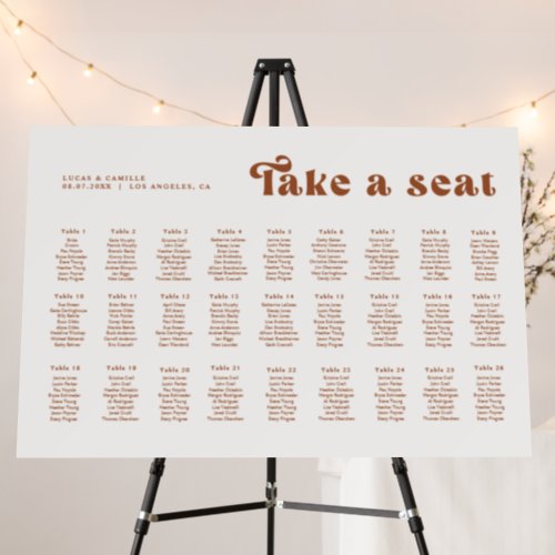 Retro Terracotta Wedding seating charts Foam Board