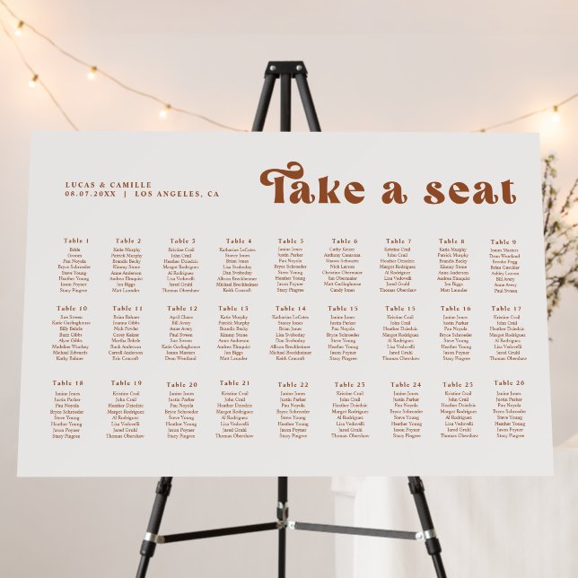 Retro Terracotta Wedding seating charts Foam Board (In Situ (Stand))