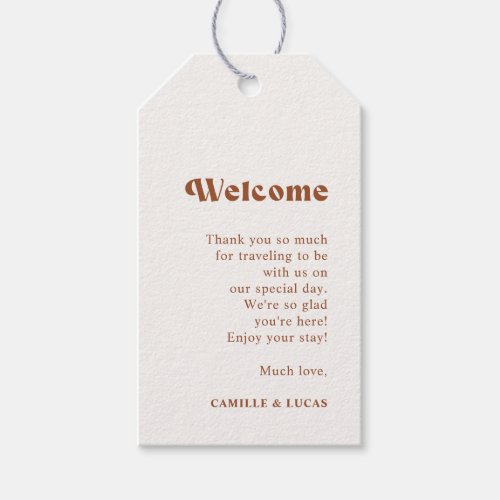 Retro Terracotta Wedding Welcome Gift Tags