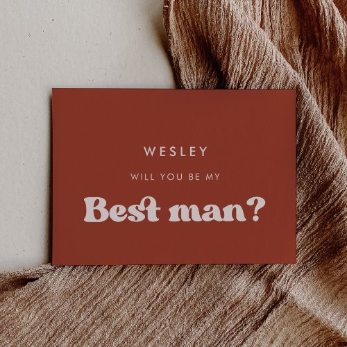 Retro terracotta Will you be my best man card