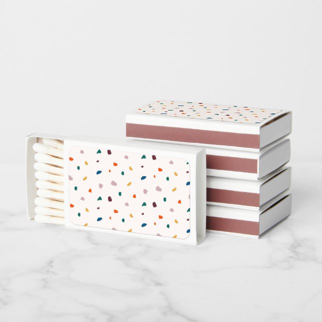 Retro Terrazzo Matchbox – Cute Party Favor Matchboxes (Stacked)