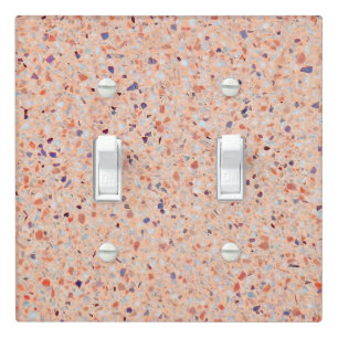 Retro Terrazzo Pink Purple White Elegant Design Light Switch Cover