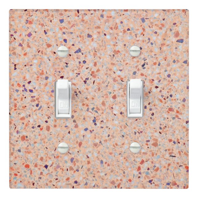 Retro Terrazzo Pink Purple White Elegant Design Light Switch Cover (In Situ)