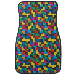 Retro Tetris Blocks Seamless Pattern Car Floor Mat