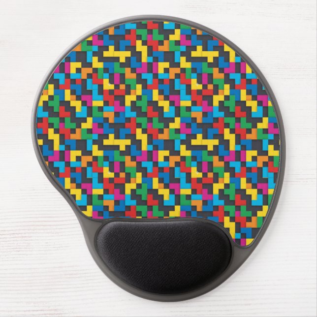 Retro Tetris Blocks Seamless Pattern Gel Mouse Pad (Front)