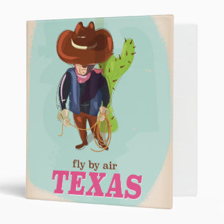Retro Texan cartoon travel poster 3 Ring Binder