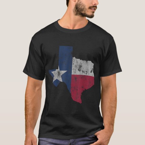 Retro Texas Flag Map Men Women Kids Youth Boys Gir T_Shirt