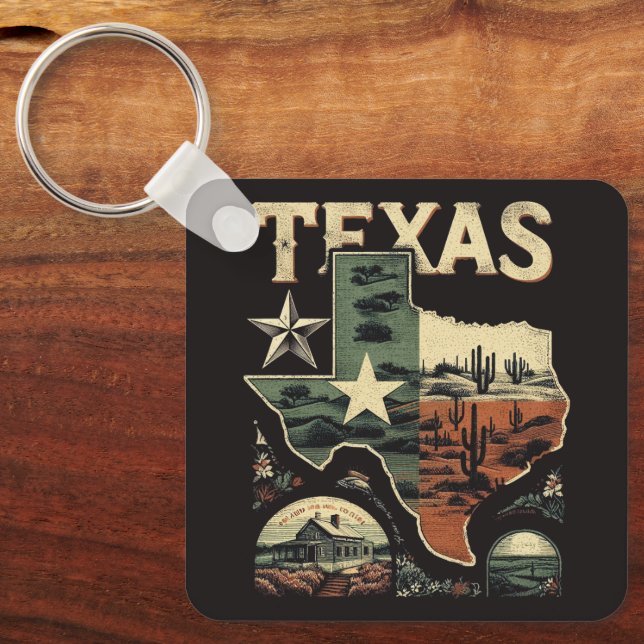 Retro Texas Keychain (Front)