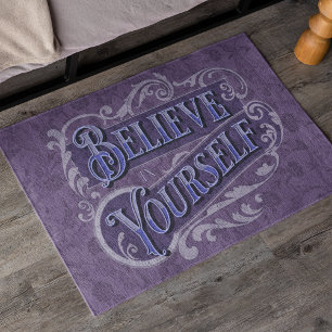 Retro Text Flourish Motivational Quote Violet Doormat