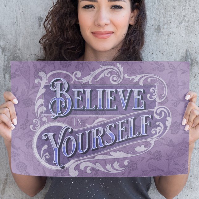 Retro Text Flourish Motivational Quote Violet Poster (Retro Text Flourish Motivational Quote Violet Poster)