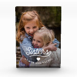 Retro Text | Sisters and a Heart Photo Block<br><div class="desc">This stylish photo block features a charming,  retro-style text overlay with a heart and your own personal sisters photo.</div>