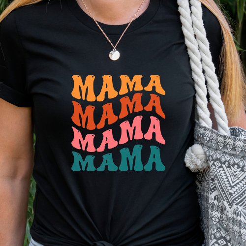 Retro Text Wavy Mama  T_Shirt