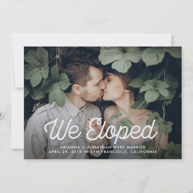 Retro Text | We Eloped Wedding Photo Announcement (Front)