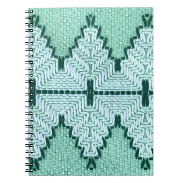 Retro textile yarn couching, graphic pulse. notebook (Front)