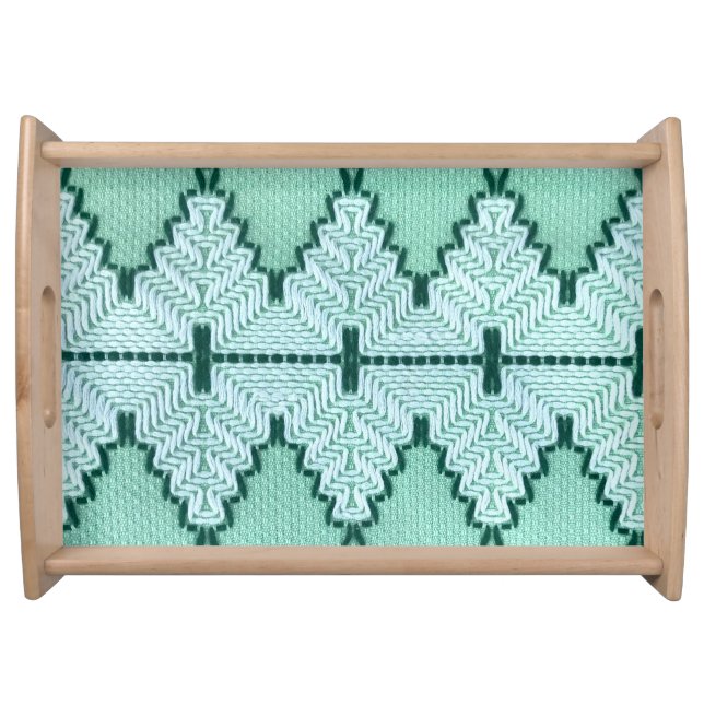 Retro textile yarn couching, graphic pulse. serving tray (Front)