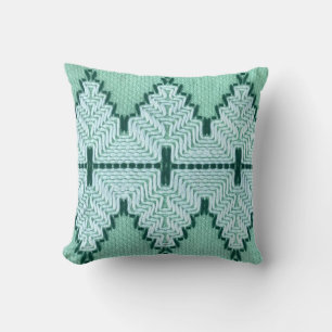 Retro textile yarn couching, graphic pulse. throw pillow