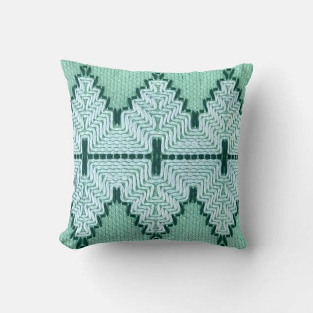 Retro textile yarn couching, graphic pulse. throw pillow (Front)