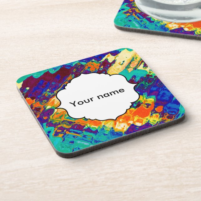 Retro texture abstract design beverage coaster (Left Side)