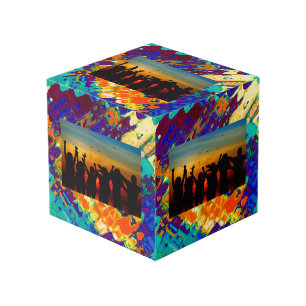 Retro texture abstract design cube