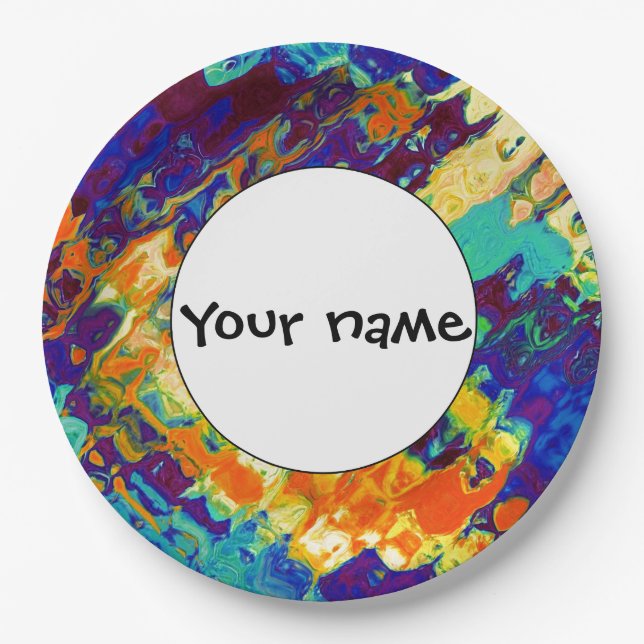 Retro texture abstract design paper plates (Front)
