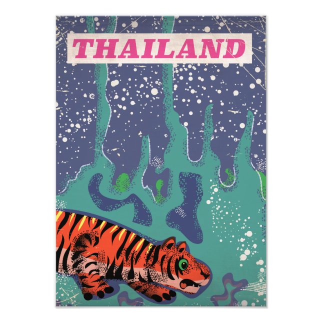 Retro Thailand tiger travel poster (Front)