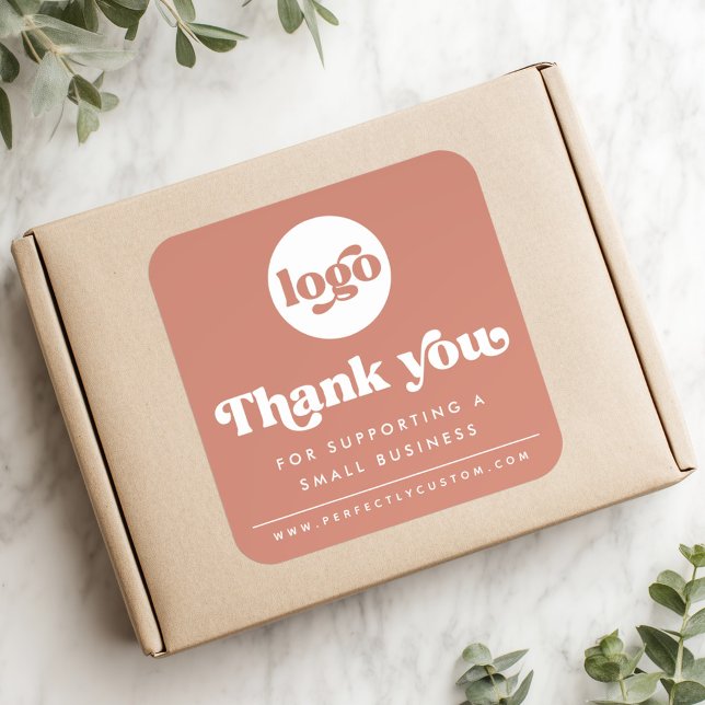 Retro thank for you supporting a small business square sticker (Retro thank for you supporting a small business square sticker)