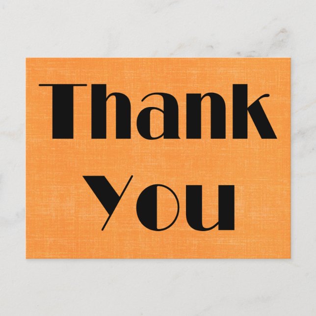 Retro Thank You Black & Orange Watercolor Postcard (Front)