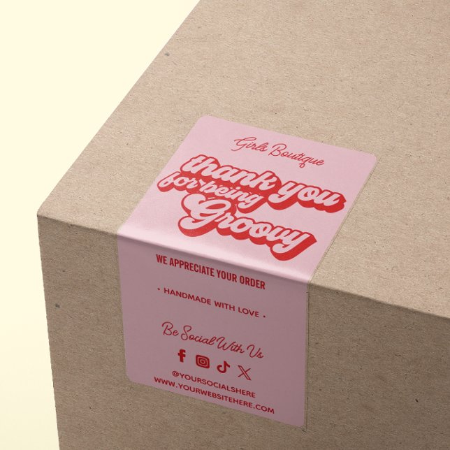 Retro Thank You For Purchase Groovy Pink & Red Label (Creator Uploaded)