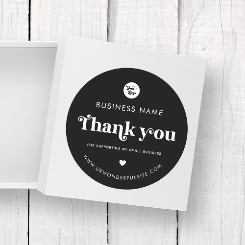 Retro Thank you for Supporting Small Business Logo Classic Round Sticker