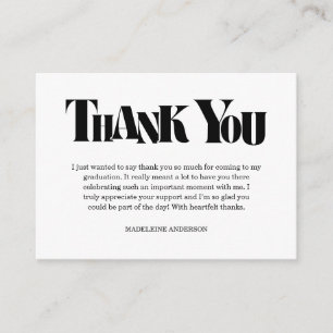 Retro Thank You Graduation Black Checkerboard Enclosure Card