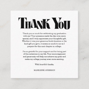 Retro Thank You Graduation Black Checkerboard Enclosure Card