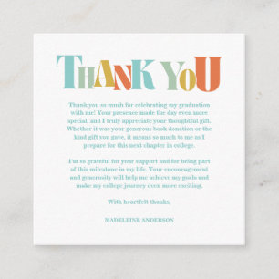 Retro Thank You Graduation Checkerboard Enclosure Card
