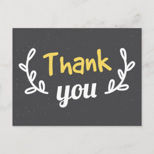 Retro Thank You Grey And Yellow Wedding Party Postcard