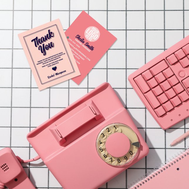 Retro "Thank You" Typography Cool Color Scheme Business Card (Creator Uploaded)