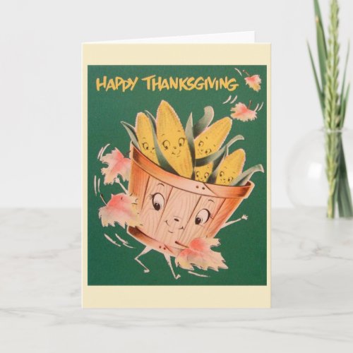 Retro Thanksgiving Anthropomorphic Greeting Card
