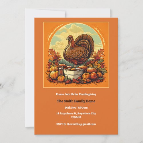 Retro Thanksgiving Dinner Invitation