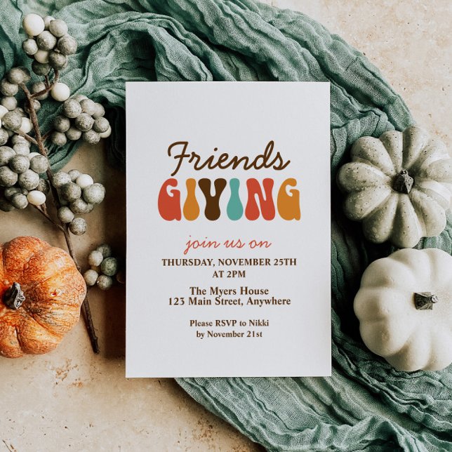 retro Thanksgiving friends giving Invitation (Creator Uploaded)