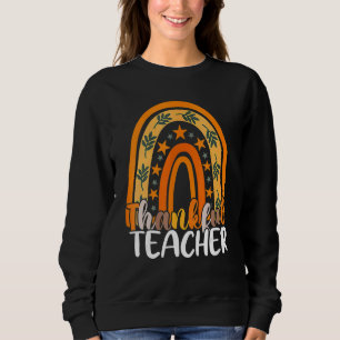 Retro Thanksgiving Teacher Thankful Teacher Rainbo Sweatshirt
