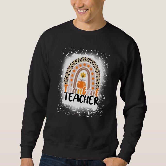 Retro Thanksgiving Teacher Thankful Teacher Rainbo Sweatshirt (Front)