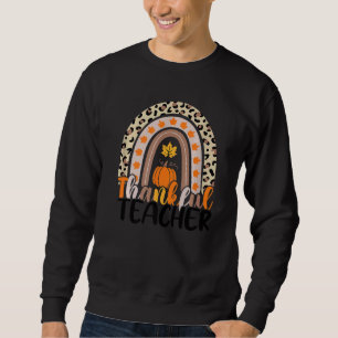 Retro Thanksgiving Teacher Thankful Teacher Rainbo Sweatshirt