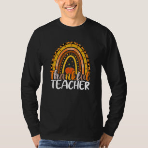 Retro Thanksgiving Teacher Thankful Teacher Rainbo T-Shirt