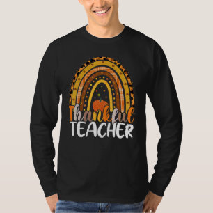 Retro Thanksgiving Teacher Thankful Teacher Rainbo T-Shirt