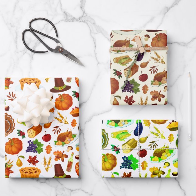 Retro Thanksgiving theme  Wrapping Paper Sheets (Front)