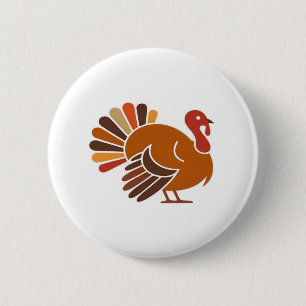 Retro Thanksgiving Turkey – Fall Harvest Design Cl Button