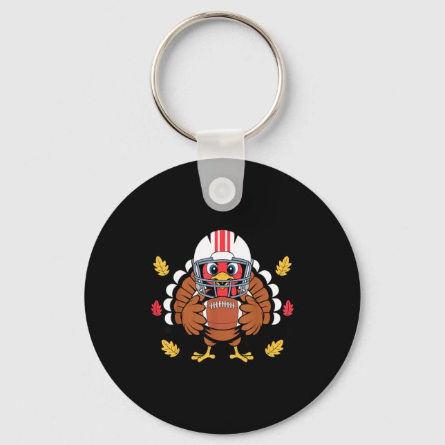 Retro Thanksgiving Turkey Football Toddler Boys Ki Keychain (Front)