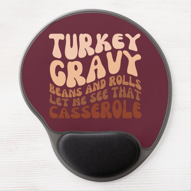 Retro Thanksgiving Turkey Gravy Beans And Rolls  Gel Mouse Pad (Front)