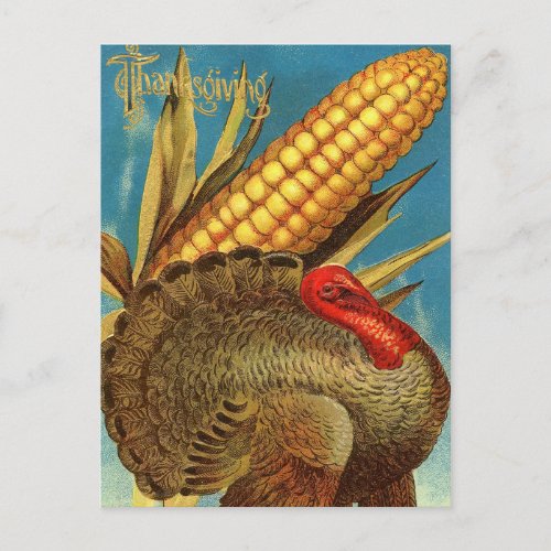 Retro Thanksgiving Turkey Holiday Postcard