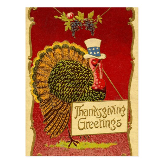 Retro Thanksgiving Turkey Postcard