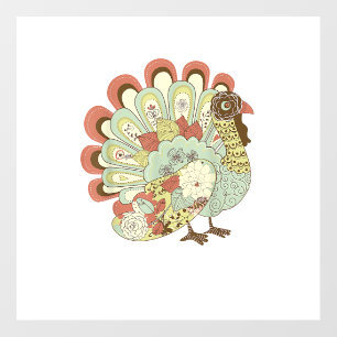 Retro Thanksgiving Turkey - Vintage Floral Wall Decal