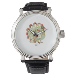 Retro Thanksgiving Turkey - Vintage Floral Watch